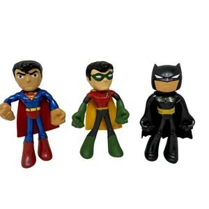 Mattel DC Comics Batman Superman Robin Bendable Figures Lot of 3